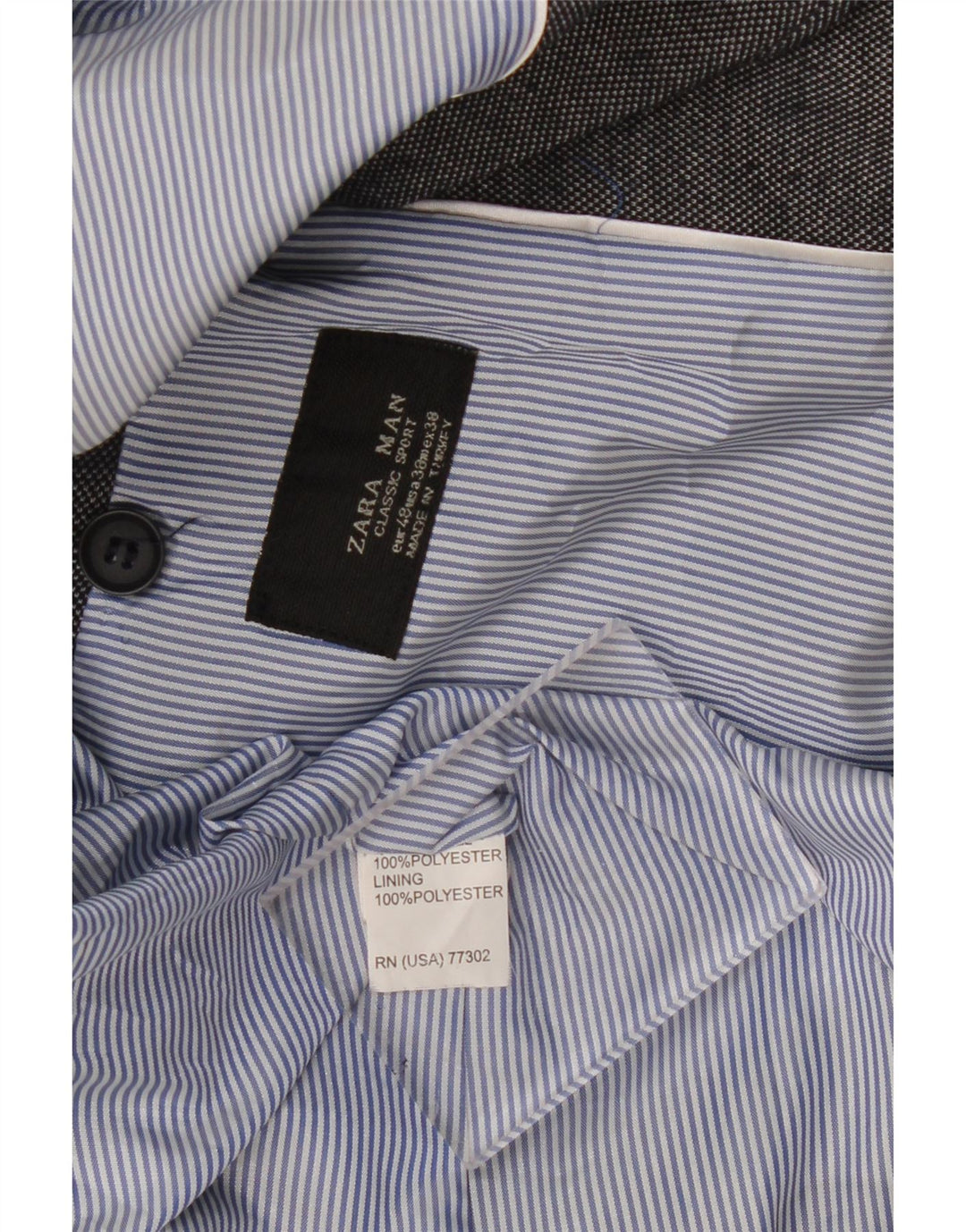 Męska marynarka ZARA zapinana na 2 guziki, EU 48, średnioszary poliester