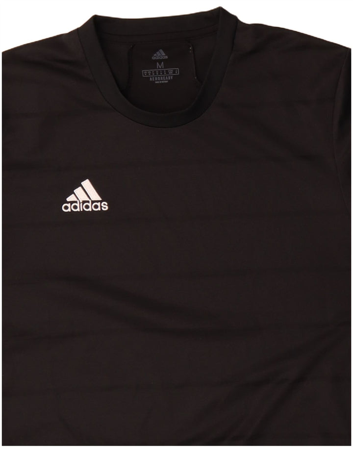 Męska koszulka Adidas Aeroready Top, średnia, czarna, poliestrowa w prążki