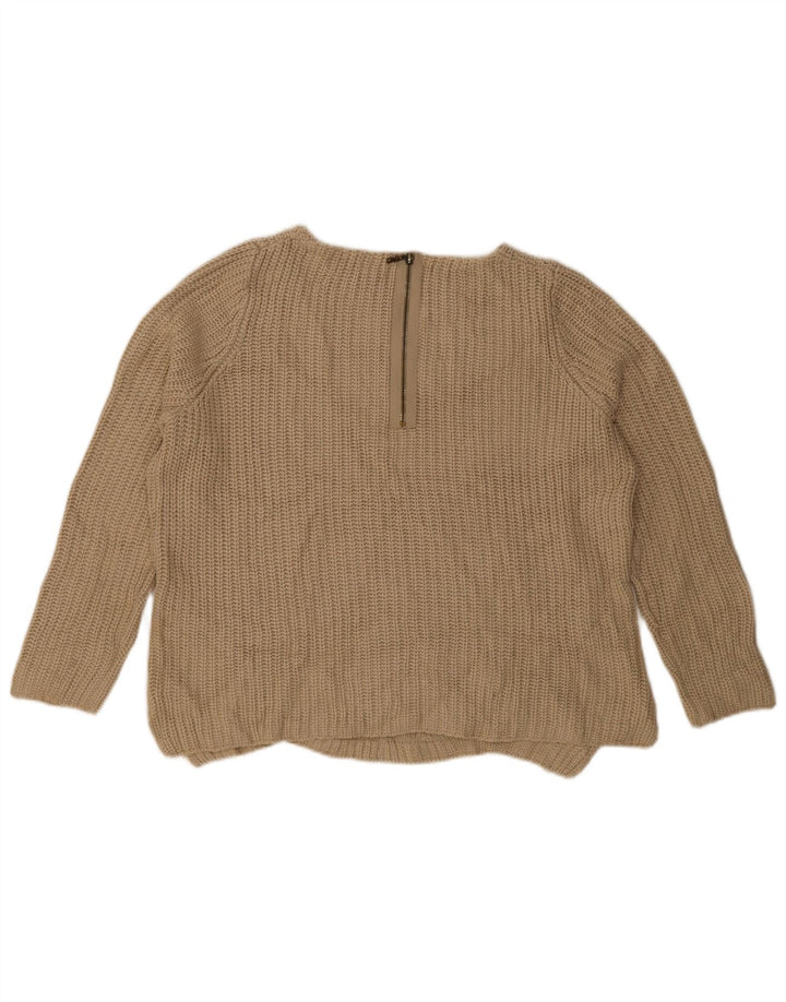 Marks & Spencer Damski sweter oversize z dekoltem w łódkę, UK 14, duży, beżowy
