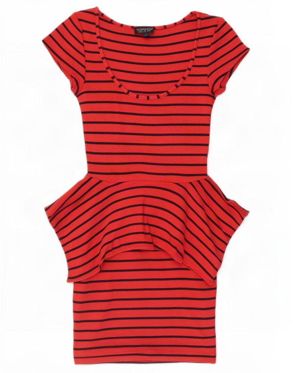 Topshop Sukienka Peplum damska UK 8, mała, bawełniana w czerwone paski