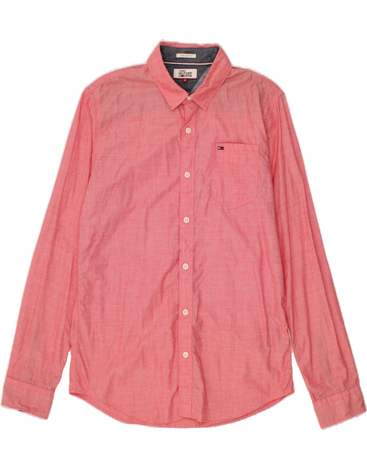 TOMMY HILFIGER Mens Regular Fit Shirt Medium Pink Cotton Vintage Tommy Hilfiger and Second-Hand Tommy Hilfiger from Messina Hembry 