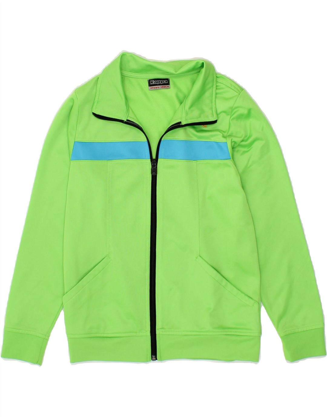 KAPPA Boys Tracksuit Top Jacket 9-10 Years Green Colourblock Polyester Vintage Kappa and Second-Hand Kappa from Messina Hembry 