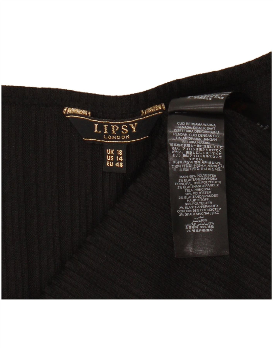 Damska bluzka bez rękawów Lipsy UK 18 XL, czarny poliester