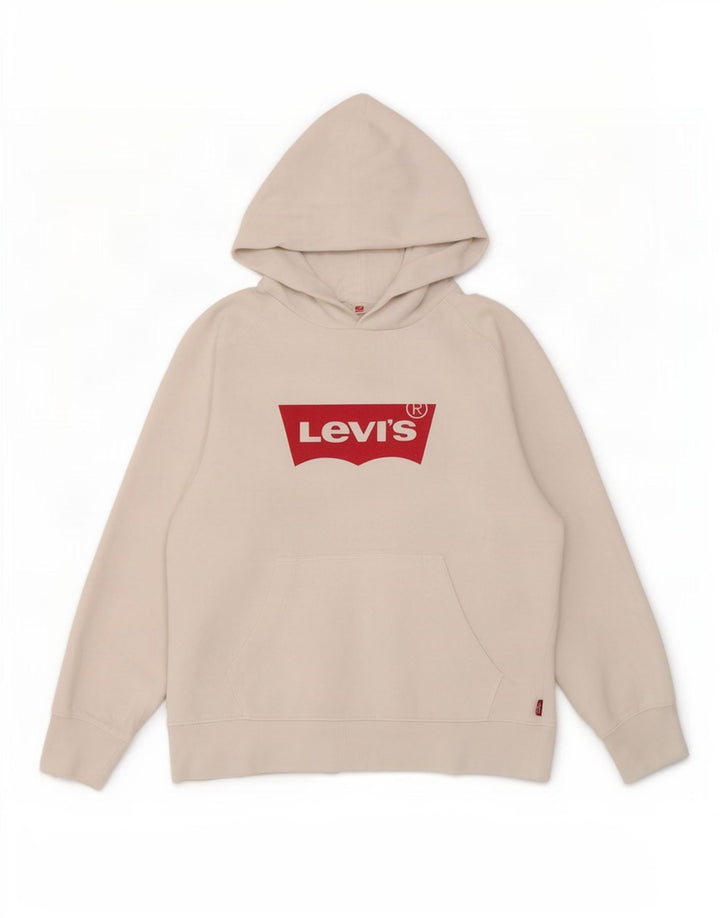 Męski sweter z kapturem Levi's z grafiką, duży, biały, bawełniany