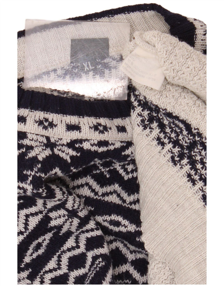 Męski sweter z okrągłym dekoltem REUSCH XL, szary Fair Isle, poliakryl
