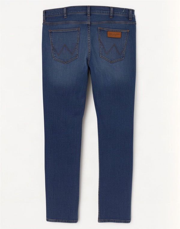 Wrangler Męskie Larston Slim Jeans W36 L32 Niebieskie bawełniane