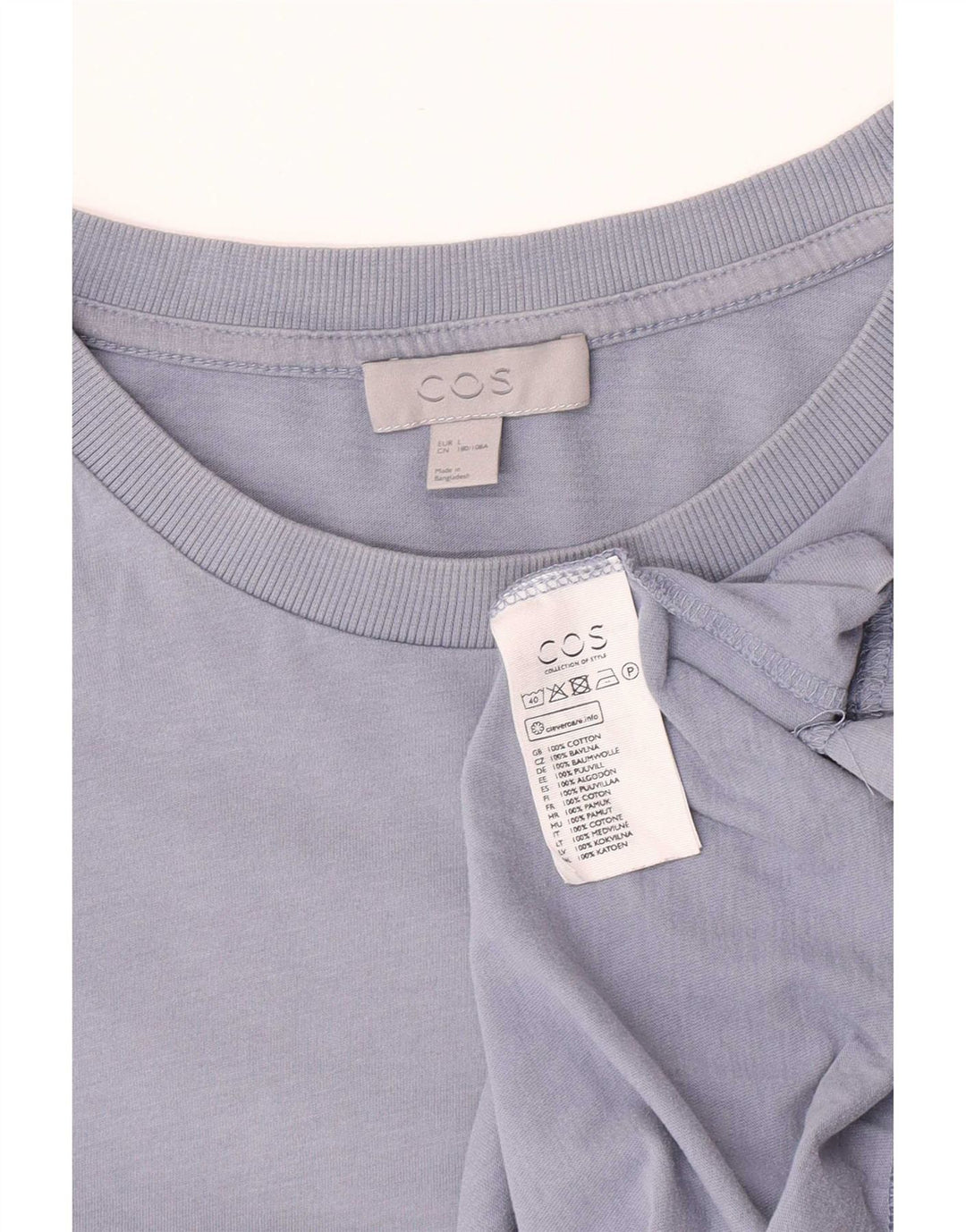 Cos Męski T-shirt Top, duży, niebieski, bawełniany