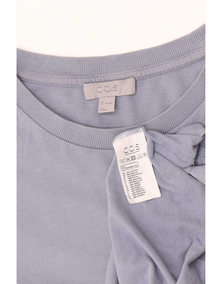 Cos Męski T-shirt Top, duży, niebieski, bawełniany