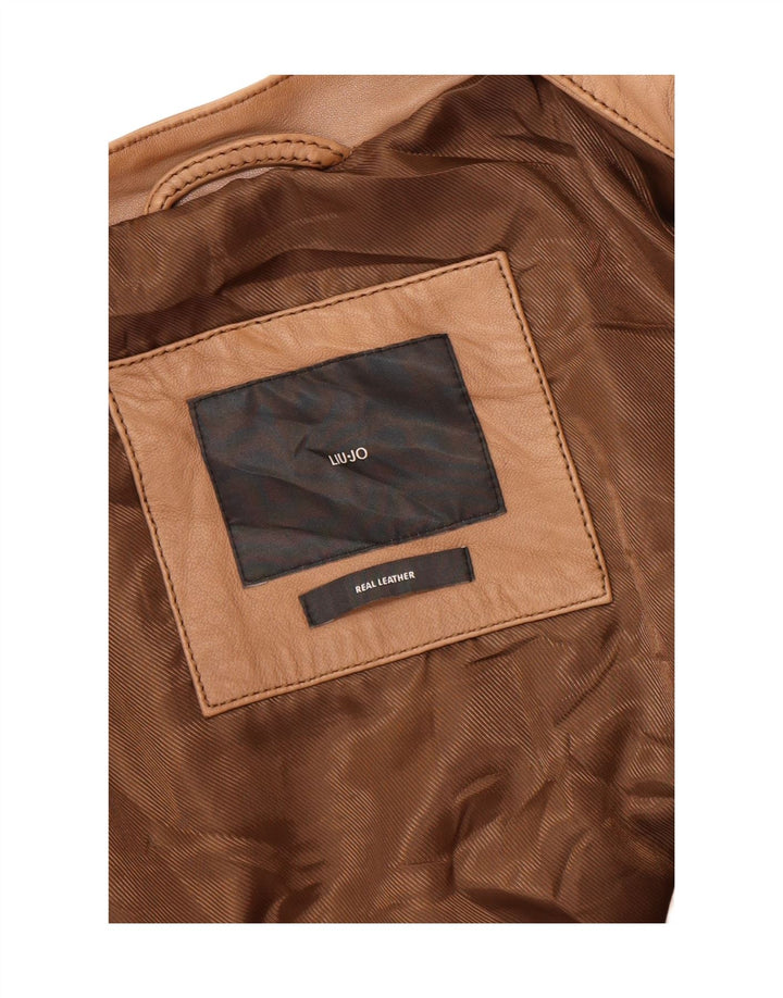 LIU JO Womens Leather Jacket UK 14 Large Brown Leather