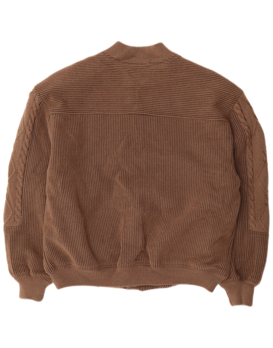 Męska dzianinowa kurtka bomber UMBERTO VALLATI IT 52 XL, brązowa, geometryczna