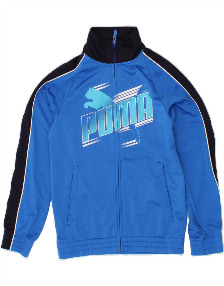PUMA Boys Graphic Tracksuit Top Jacket 9-10 Years Medium  Blue Polyester Vintage Puma and Second-Hand Puma from Messina Hembry 