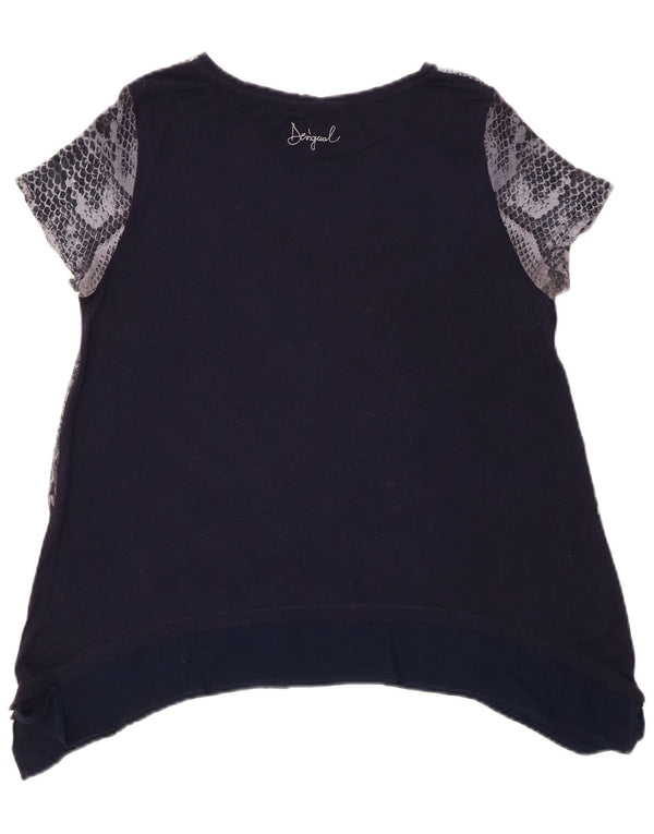 Damska tunika graficzna Desigual Top UK 14 Średni granatowy w kwiaty