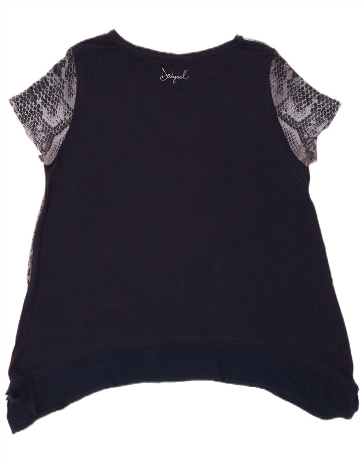 Damska tunika graficzna Desigual Top UK 14 Średni granatowy w kwiaty