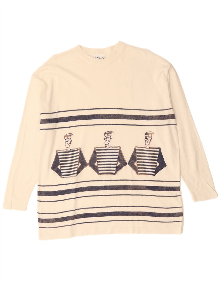 Męski graficzny top Sevres z długim rękawem XL w białe paski