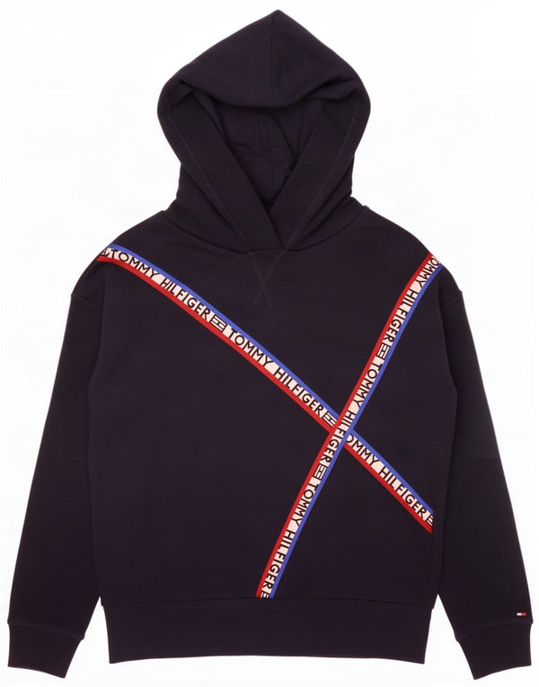 Damski sweter z kapturem Tommy Hilfiger UK 14, średni granatowy, blok kolorów