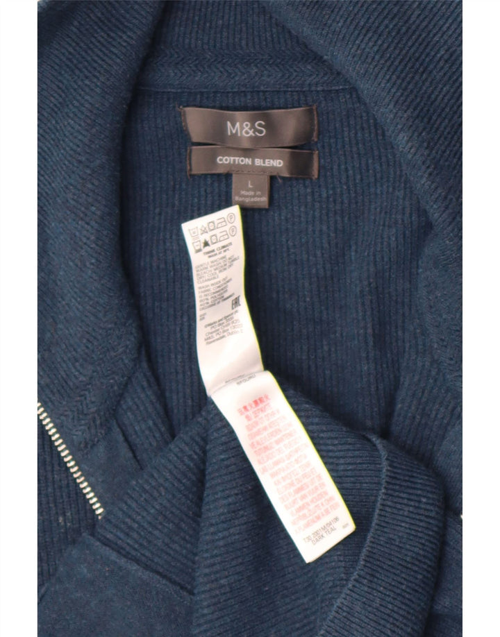 Marks & Spencer Męski sweter rozpinany, duży, granatowy, poliester