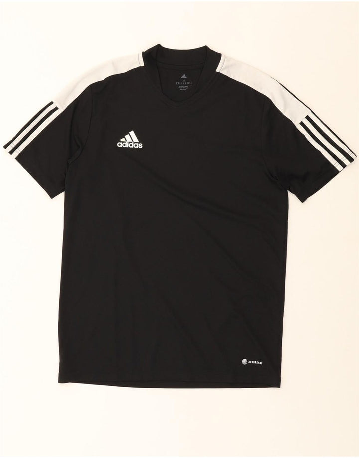 ADIDAS Mens Aeroready T-Shirt Top Medium Black Colourblock Polyester Vintage Adidas and Second-Hand Adidas from Messina Hembry 