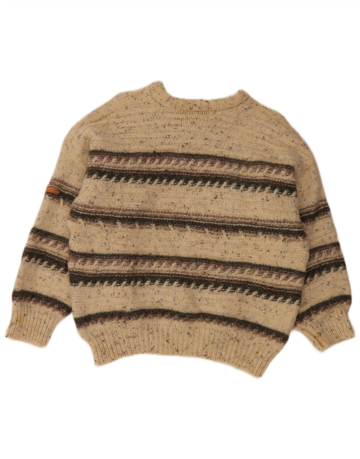 SERGIO TACCHINI Sweter damski z okrągłym dekoltem UK 16, duże beżowe paski