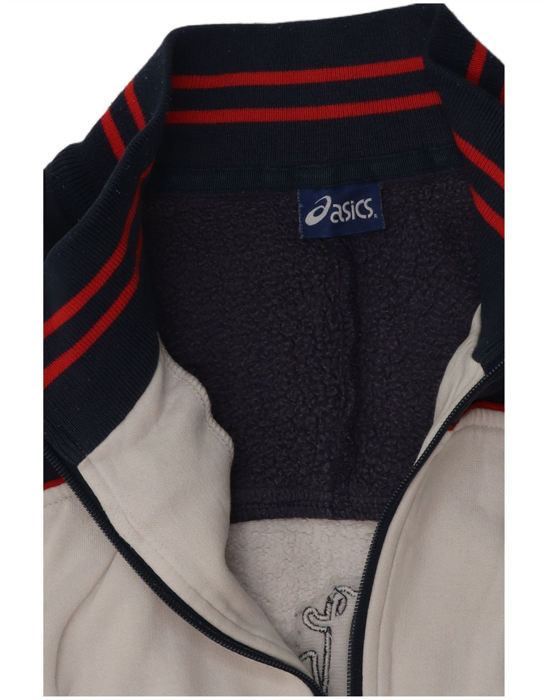 Męska kurtka dresowa ASICS z grafiką, duża, biała, z blokami kolorów