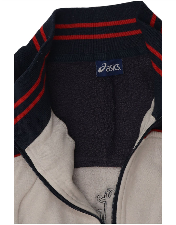 Męska kurtka dresowa ASICS z grafiką, duża, biała, z blokami kolorów