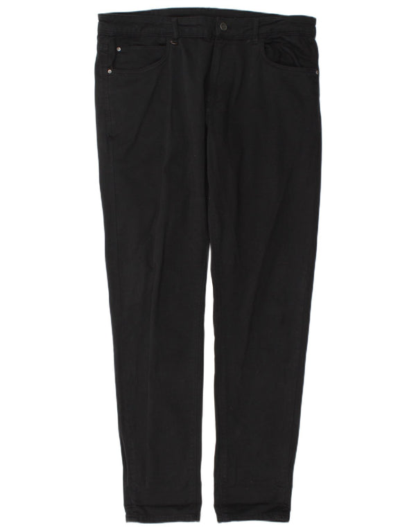 Zara Womens Slim Casual Trousers EU 42 Large W32 L31 Black Cotton