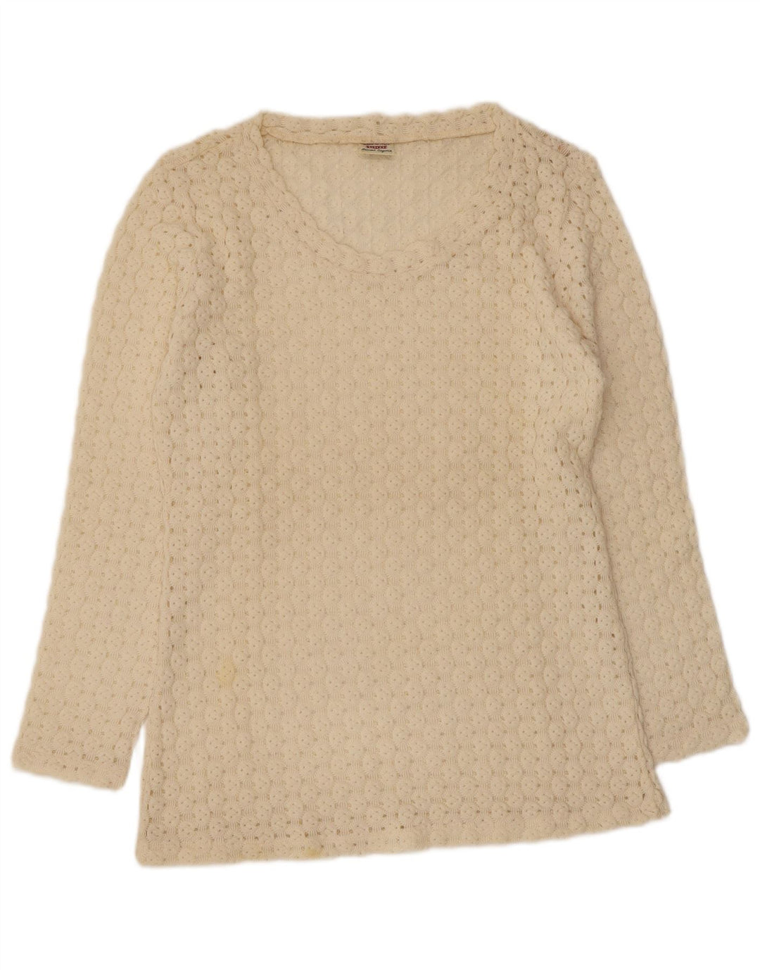 Sweter damski Sisley Relaxed Elegance z dekoltem w kształcie litery V, UK 12, średni złamanej bieli