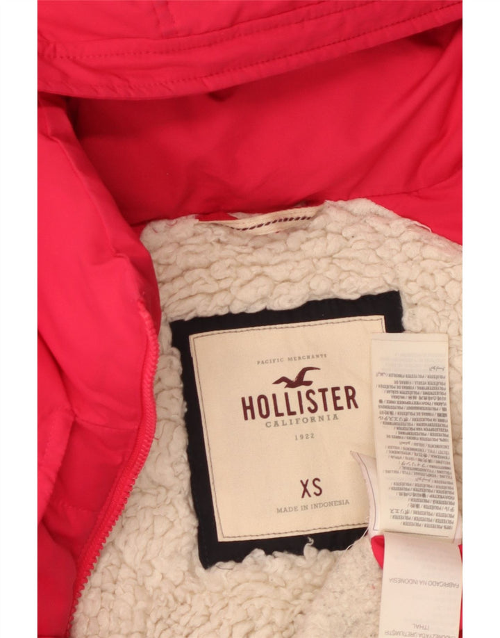 HOLLISTER Damska ocieplana kurtka z kapturem UK 6 XS, różowa, poliestrowa
