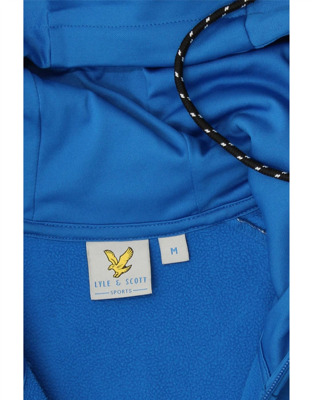 Męski sweter z kapturem i zamkiem błyskawicznym Lyle & Scott, średni niebieski, poliester w blokach kolorystycznych