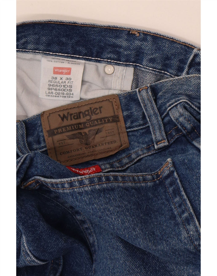Męskie dżinsy Wrangler o prostym kroju W38 L30, niebieska bawełna