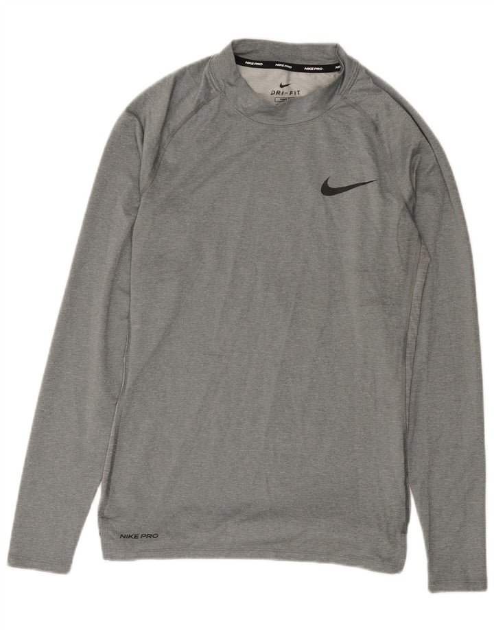 Męska koszulka Nike Dri Fit z długim rękawem, średnioszara, poliestrowa