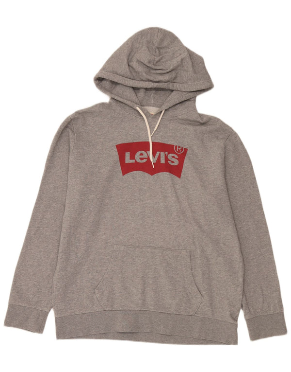 Męski sweter z kapturem z grafiką Levi's, duży, szary, bawełniany