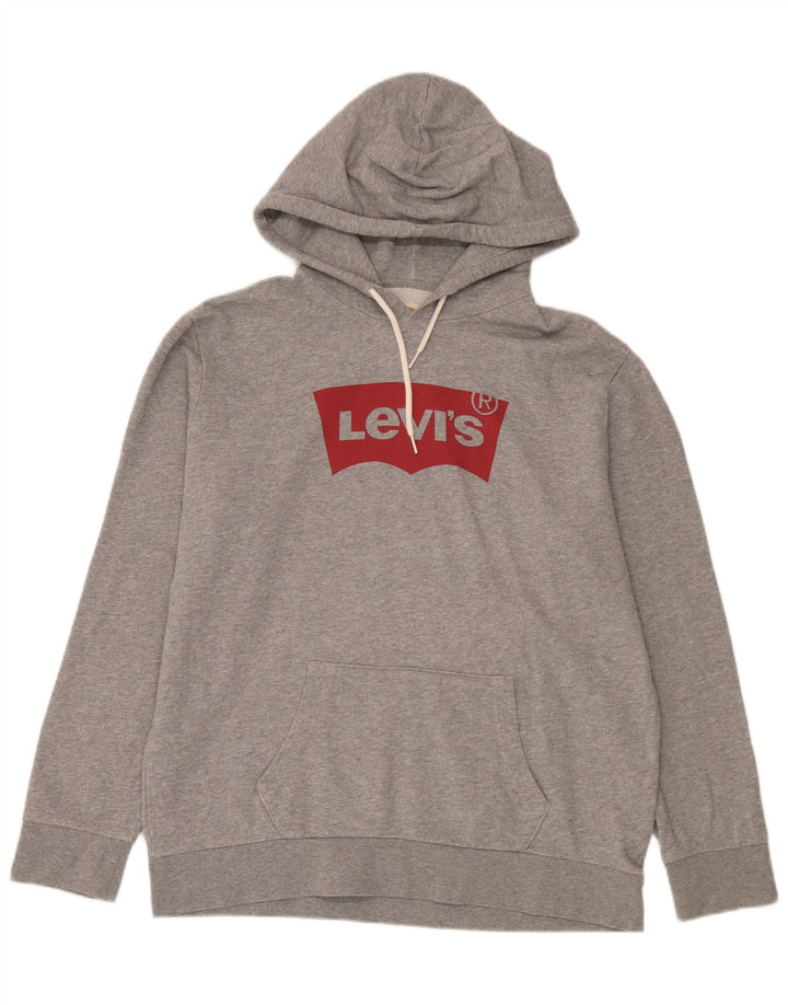 Męski sweter z kapturem z grafiką Levi's, duży, szary, bawełniany