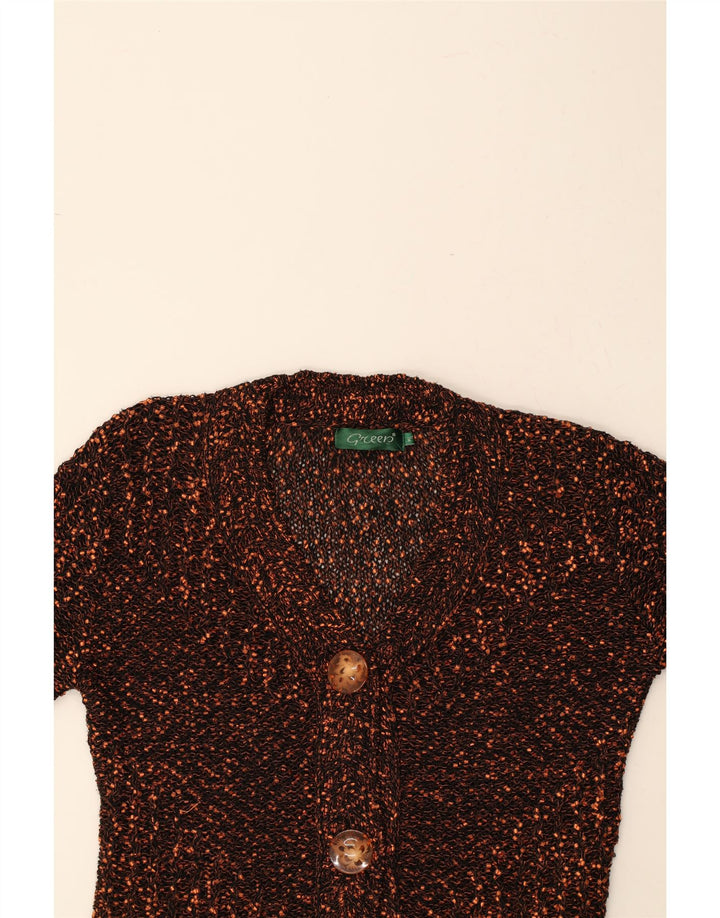 ZIELONY damski sweter oversize z rękawem 3/4 UK 14, średni brąz