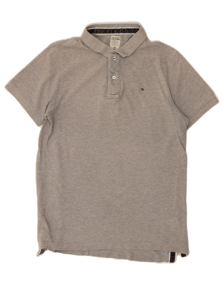 TOMMY HILFIGER Mens Polo Shirt Large Grey Cotton Vintage Tommy Hilfiger and Second-Hand Tommy Hilfiger from Messina Hembry 