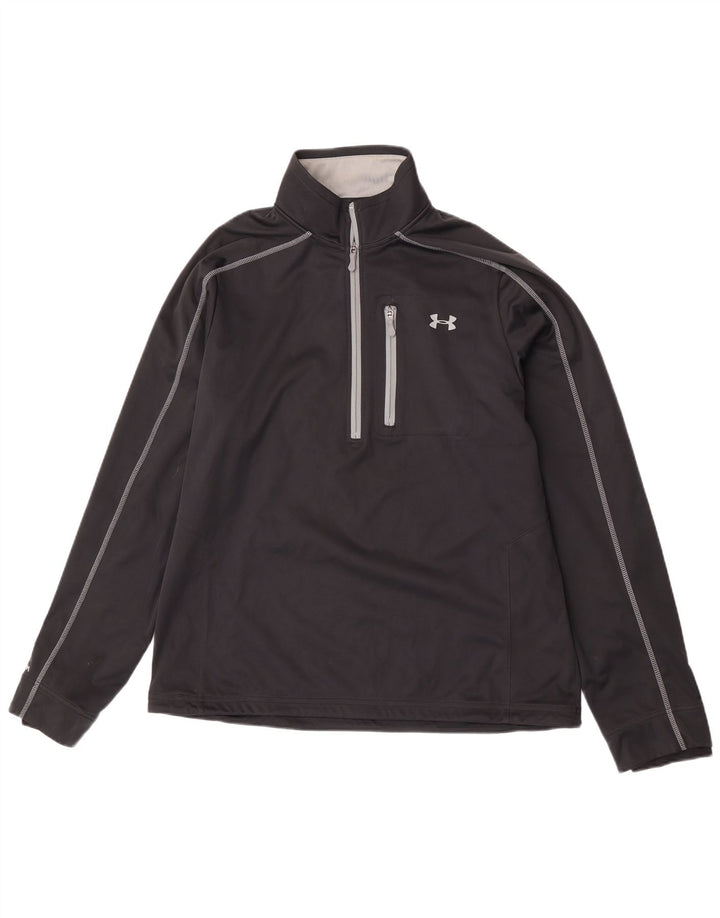 Męski dres Under Armour z zamkiem błyskawicznym i dużym czarnym poliestrem