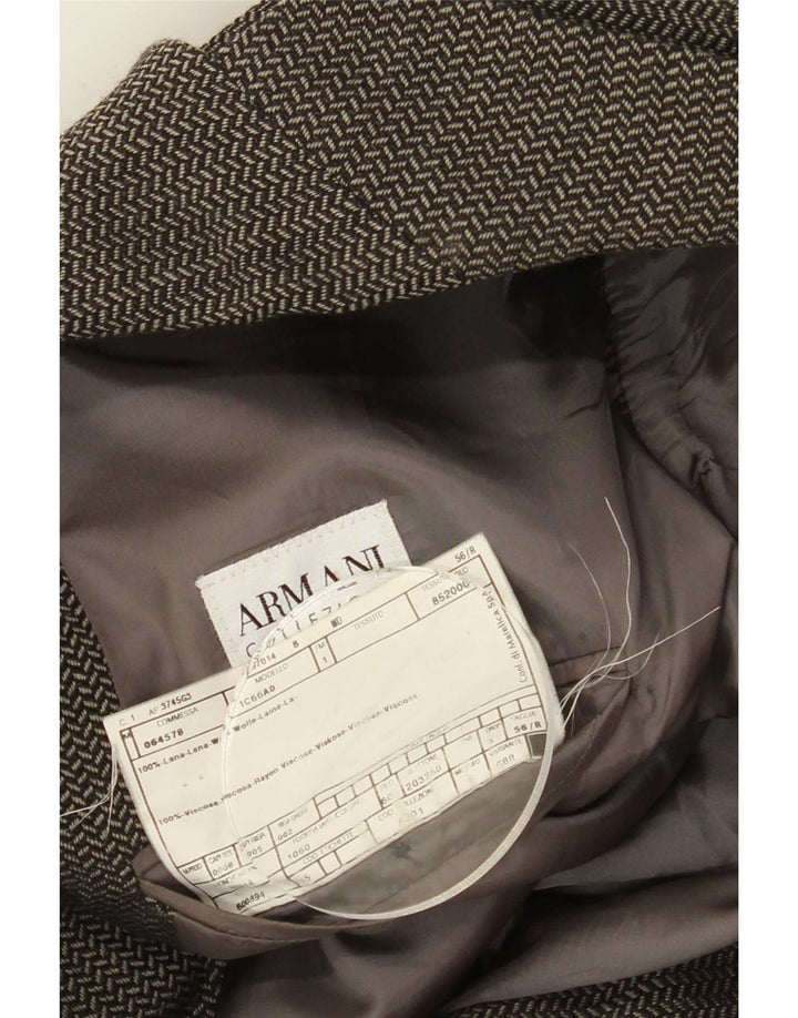 Męska marynarka zapinana na 3 guziki Armani Collezioni IT 56 3XL Szara jodełka