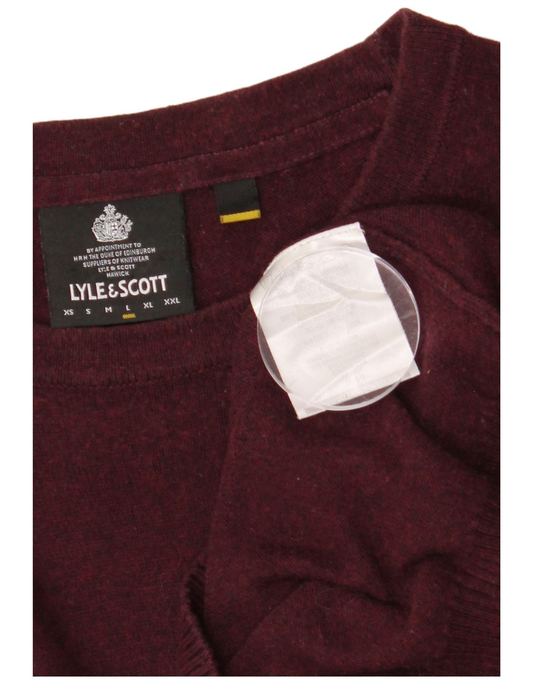 Męski sweter z okrągłym dekoltem LYLE & SCOTT, duży, bordowy, bawełniany