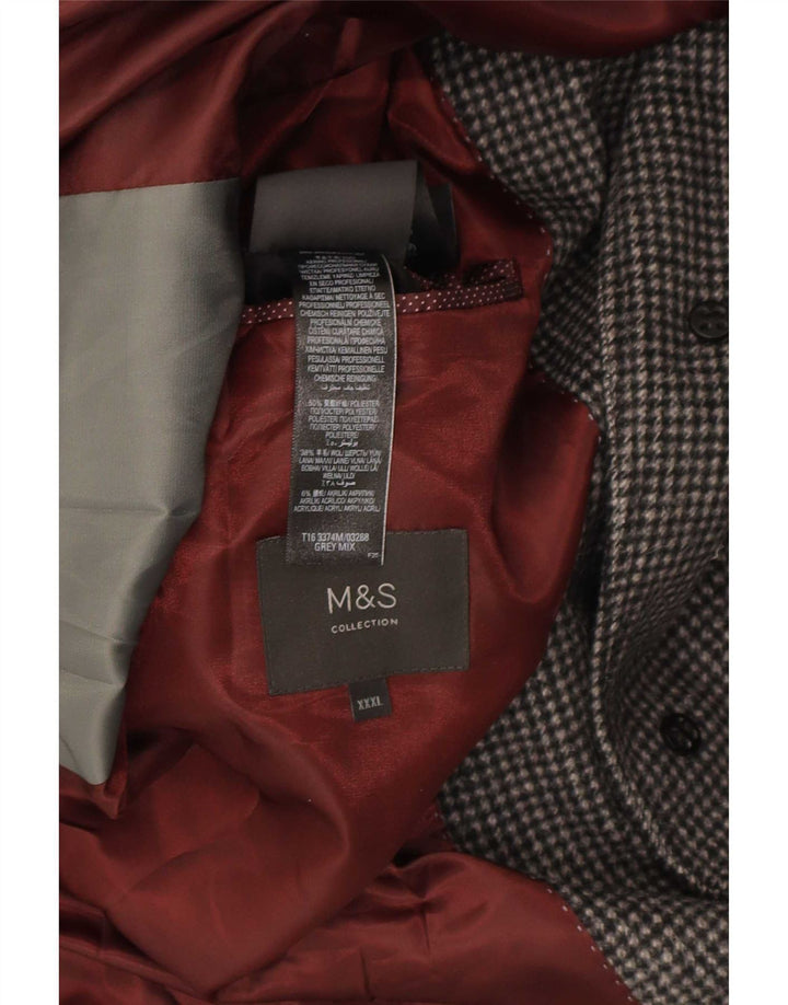 Marks & Spencer Płaszcz męski UK 46 3XL Szary poliester w pepitkę