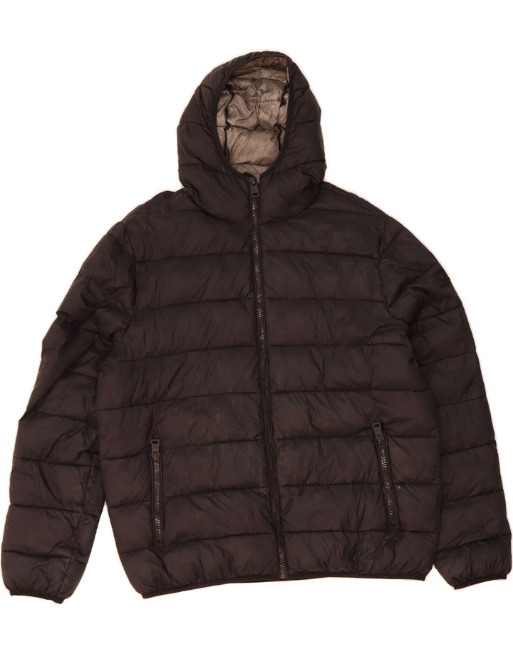 CHAMPION Mens Hooded Padded Jacket UK 44 2XL Black Polyamide Vintage Champion and Second-Hand Champion from Messina Hembry 
