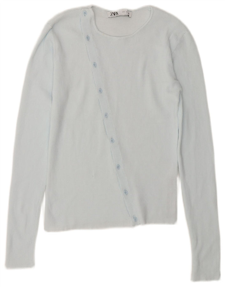 Damski krótki kardigan Zara UK 10, mały, niebieski nylon