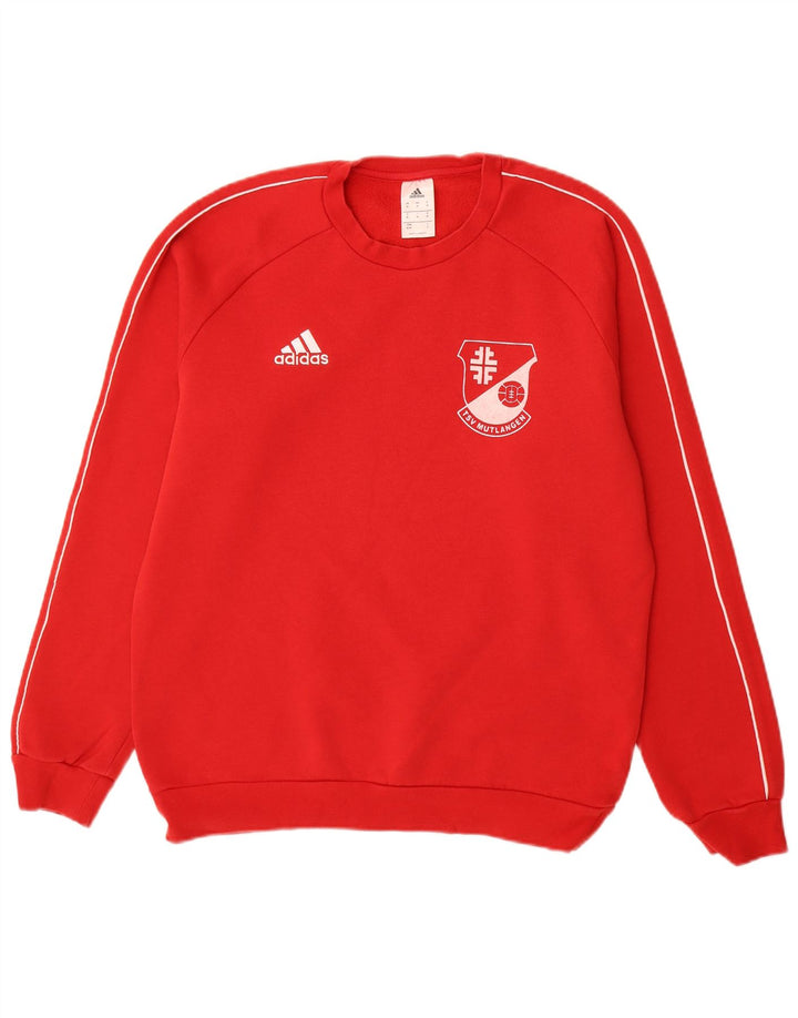 Męska bluza Adidas z grafiką, średnio czerwona, bawełniana