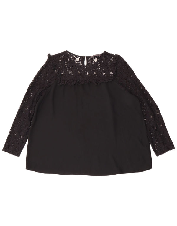 Marks & Spencer Damska bluzka oversize z długim rękawem, UK 16, duża, czarna