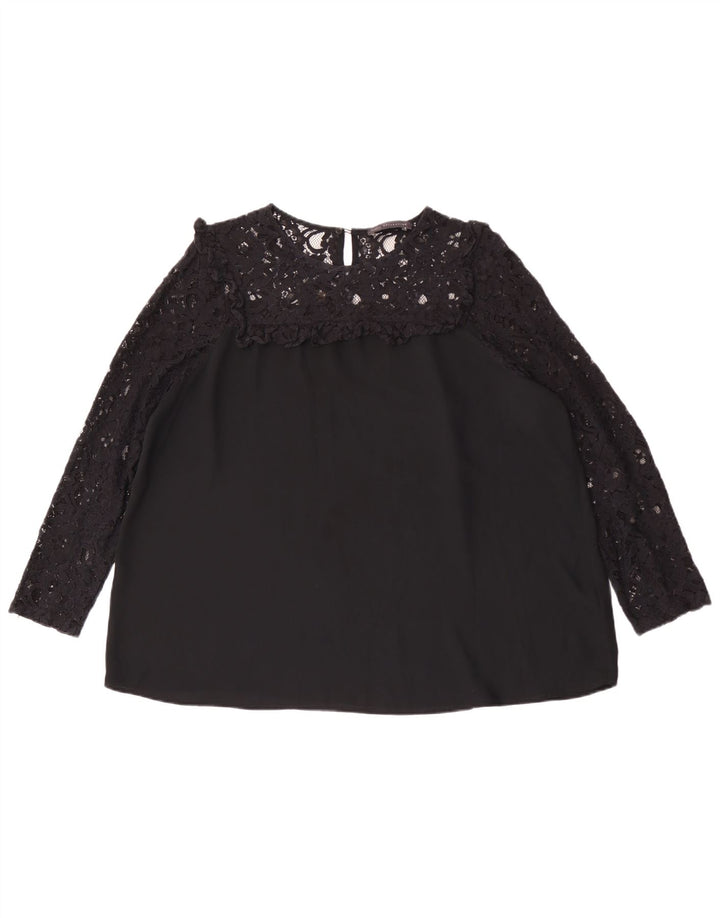 Marks & Spencer Damska bluzka oversize z długim rękawem, UK 16, duża, czarna
