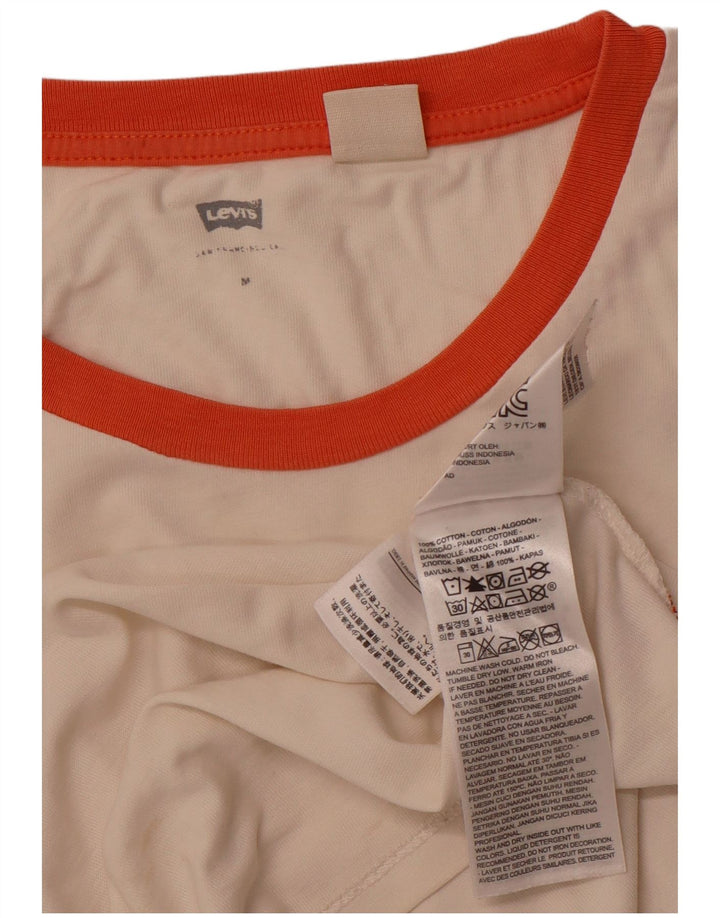 Damska koszulka LEVI'S Crop Graphic Top UK 12, średnia, złamanej bieli, bawełniana