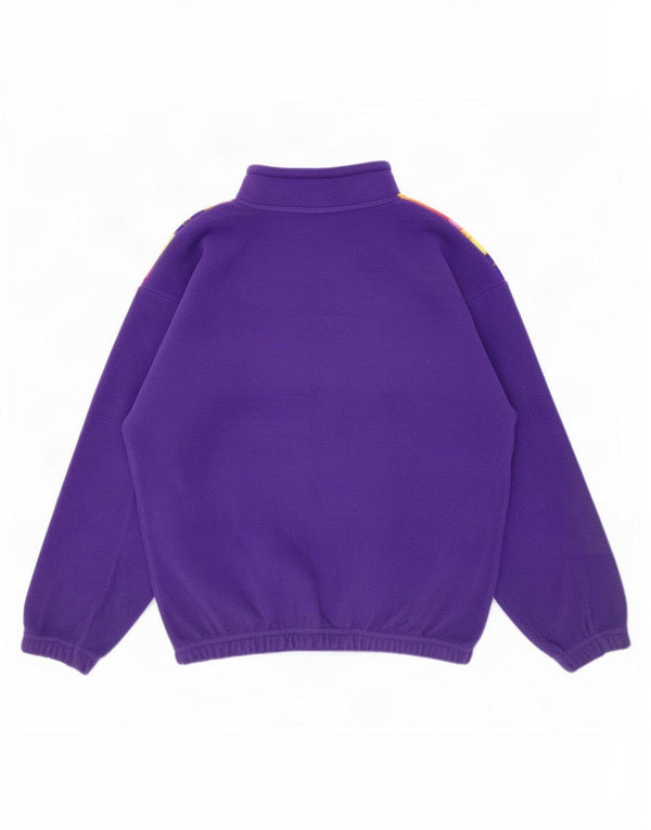 Męski sweter z polaru w stylu vintage, graficzny, z zamkiem błyskawicznym XL, fioletowa, bawełniana w kwiaty