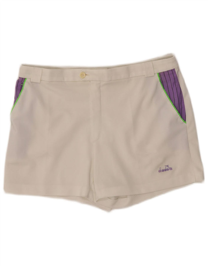 Damskie spodenki Chino Diadora W33, duże, białe, z blokami kolorów