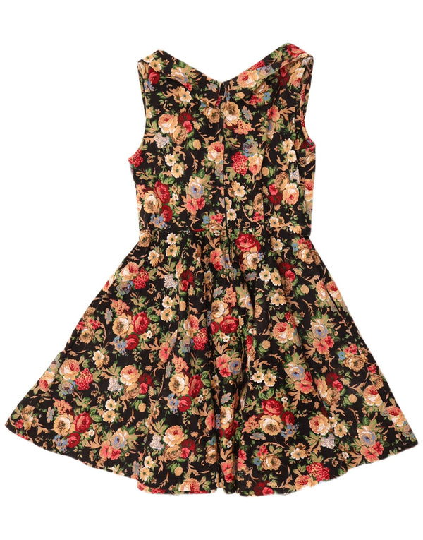 Lindy bop Damska sukienka typu swing bez rękawów, UK 18 XL, czarna w kwiaty, bawełna
