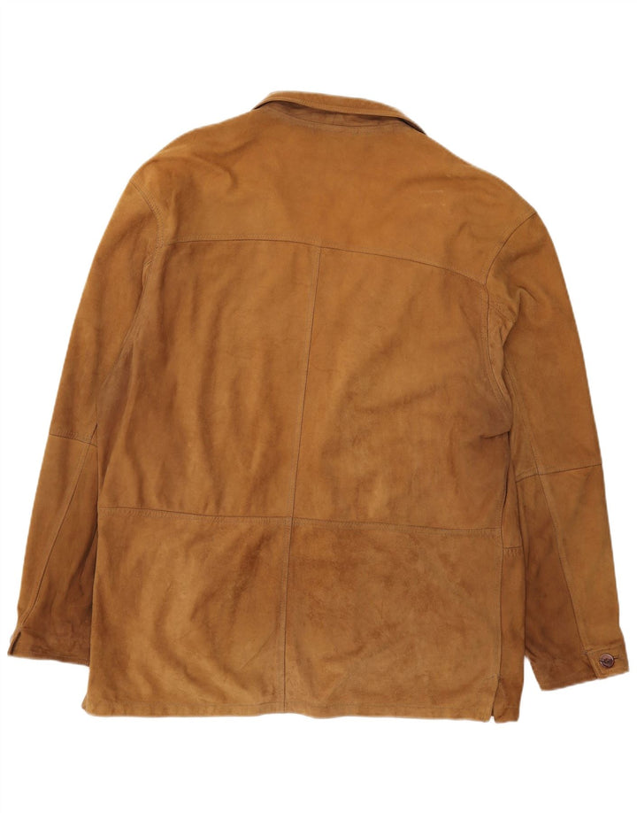 Męska marynarka zapinana na 2 guziki w stylu vintage, UK 42 XL, brązowa skóra