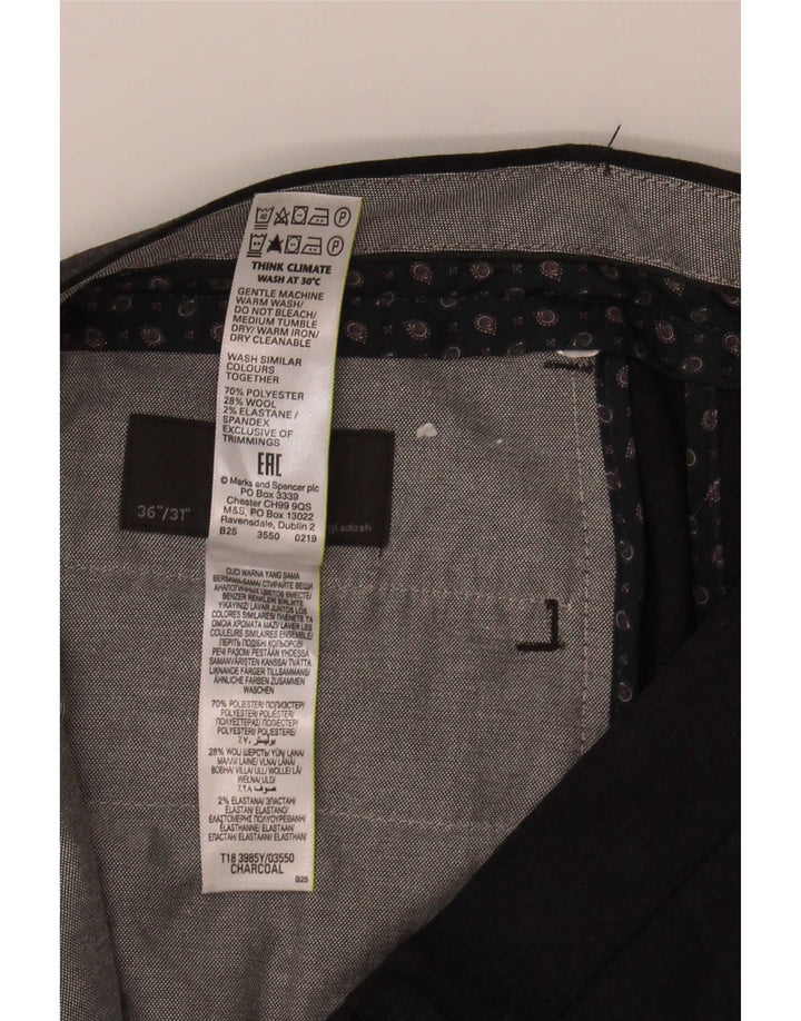 Marks & Spencer Męskie proste spodnie garniturowe W36 L31 Szary poliester