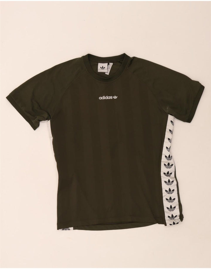 Męska koszulka z grafiką Adidas, duża, poliestrowa, w kolorze khaki